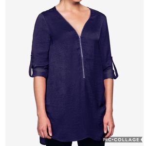 ➕ New Purple Sateen Zip Front Tunic